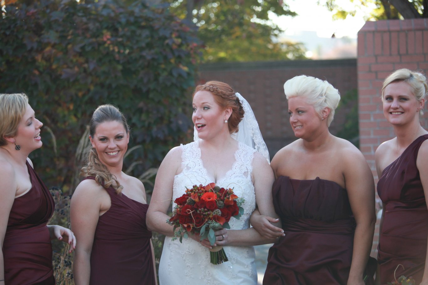 Wedding Party Featuring Fall Color Designs By CK Designs (Photography By: Jennifer Soots)